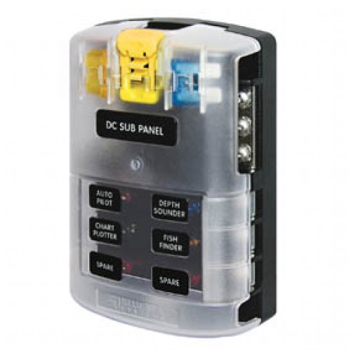 Blue Sea ST Blade Fuse Block - 6 Circuits with Negative Bus and Cover - 25025 Blue Sea ST Blade Fuse Block - 6 Circuits with Negative Bus and Cover - 25025