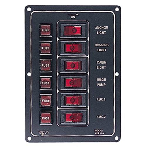 Fused 6 Way Vertical Switch Panel - 422110 Fused 6 Way Vertical Switch Panel - 422110
